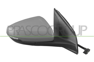 DOOR MIRROR RIGHT-ELECTRIC-PRIMED-HEATED-WITH LAMP-CONVEX-6 PINS
