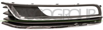 REJILLA IZQUIERDA PARACHOQUES-NEGRA-CON AGUJEROS ANTINIEBLA-CON MOLDURA CROMADA MOD. COMFORTLINE