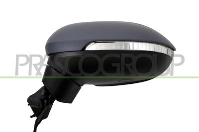 DOOR MIRROR LEFT-ELECTRIC-PRIMED-HEATED-WITH LAMP-CONVEX-8 PINS