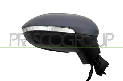 DOOR MIRROR RIGHT-ELECTRIC-HEATED-PRIMED-WITH LAMP-WITH BLIS-CONVEX-8 PINS