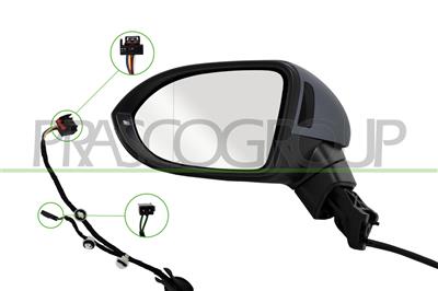 DOOR MIRROR LEFT-ELECTRIC-HEATED-PRIMED-WITH LAMP-WITH BLIS-ASPHERICAL-8 PINS