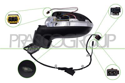 RETROVISORE SINISTRO-ELETTRICO-CON PRIMER-TERMICO-CON FANALE-CON LUCE CORTESIA-CON BLIS-ASFERICO-7 PINS