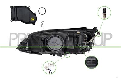 PROIETTORE DESTRO XENON D3S+H7-ELETTRICO-CON MOTORE-NERO MOD. GTI