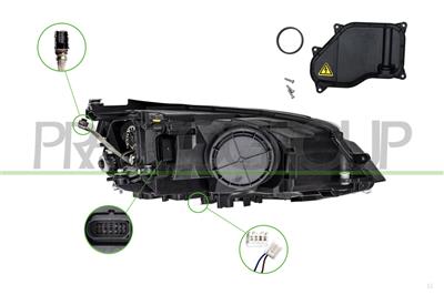 PROIETTORE SINISTRO-XENON D3S+H7-ELETTRICO-CON MOTORE-NERO MOD. GTI