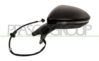DOOR MIRROR LEFT-ELECTRIC-BLACK-HEATED-WITH LAMP-ASPHERICAL-CHROME 16H6P