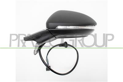 DOOR MIRROR LEFT-ELECTRIC-BLACK-HEATED-WITH LAMP-W/AMBIENT LIGHT-FOLDABLE-WITH MEMORY-COVNEX/CHROME
