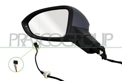 DOOR MIRROR LEFT-ELECTRIC-PRIMED-HEATED-WITH LAMP-ASPHERICAL-6 PINS