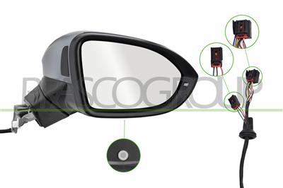 RETROVISORE DESTRO-ELETTRICO-CON PRIMER-TERMICO-CHIUDIBILE-CON FANALE-CON LUCE CORTESIA-CON MEMORIA-CON BLIS-CONVESSO-16 PINS