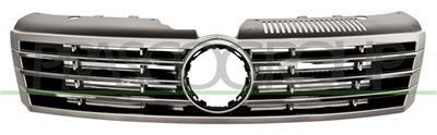 RADIATOR GRILLE-BLACK-GLOSSY-WITH CHROME MOLDING-WITH SILVER FRAME