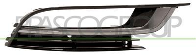 FRONT BUMPER GRILLE RIGHT-BLACK-GLOSSY-WITH FOG LAMP HOLE-WITH CHROME-SILVER MOLDING