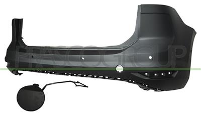 REAR BUMPER-PRIMED-WITH PDC+SENSOR HOLDERS-WITH PARK ASSIST-WITH TOW HOOK COVER-6 HOLES