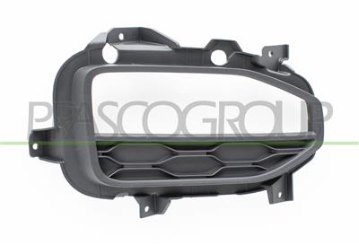 REJILLA SUPERIOR DERECHA PARACHOQUES-NEGRA-CON AGUJEROS LUZ DIURNA RECTANGULAR HALOGENA Y SENSORE DE APARCAMIENTO