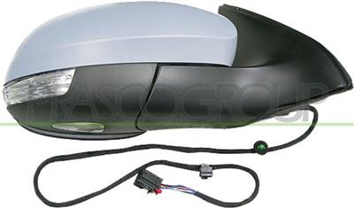 DOOR MIRROR RIGHT-ELECTRIC-PRIMED-HEATED-FOLDABLE-WITH LAMP-WITH AMBIENT LIGHT-CONVEX-9 PINS