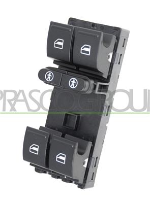 FRONT DOOR LEFT WINDOW REGULATOR PUSH-BUTTON PANEL-BLACK-4 SWITCHES-10 PINS