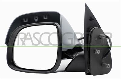 DOOR MIRROR LEFT-ELECTRIC-HEATED-PRIMED-WITH CHROME COVER-ASPHERICAL-CHROME