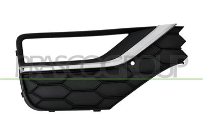 FRONT BUMPER GRILLE RIGHT-BLACK-WITH FOG LAMP HOLES-WITH CHROME MOLDING