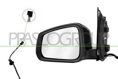 DOOR MIRROR LEFT-ELECTRIC-PRIMED-HEATED-CONVEX-5 PINS