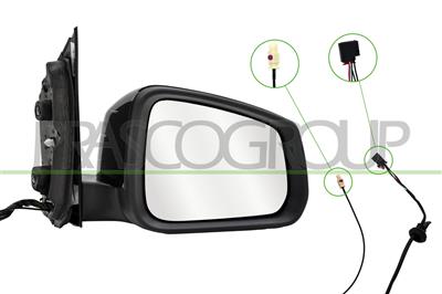 DOOR MIRROR RIGHT-ELECTRIC-PRIMED-HEATED-WITH RADIO ANTENNA-CONVEX-5 PINS