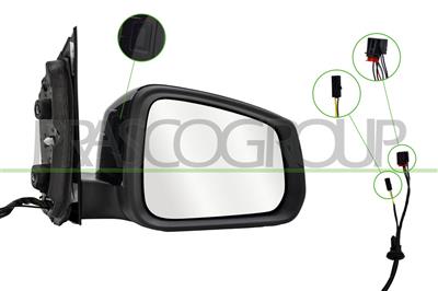 RETROVISORE DESTRO-ELETTRICO-CON PRIMER-TERMICO-CHIUDIBILE-CON BLIS-CONVESSO-9 PINS