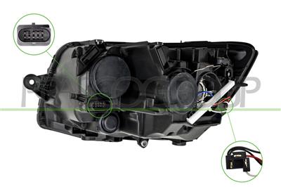 HEADLAMP RIGHT H4-ELECTRIC-WITH MOTOR-BLACK-VALEO TYPE