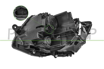 PHARE DROIT H7+H7-ELECTRIQUE-AVEC MOTEUR-NOIR-AVEC BORD CHROME'-MONTAGE VALEO
