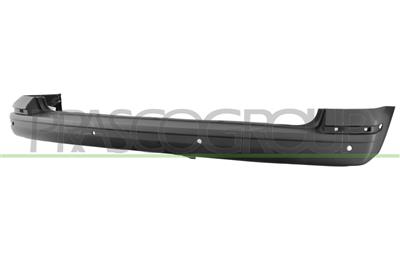 REAR BUMPER-BLACK-TEXTURED FINISH-WITH PDC+SUPPORTS-WITH CUTTING MARKS FOR PARK ASSIST MOD. MULTIVAN